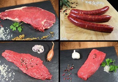 Caissette de viande de génisse avec filet et steaks hachés 10à 11  kg 