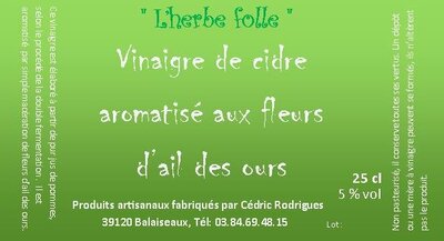 Vinaigre cidre fleur d'ail des ours