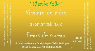 Vinaigre cidre aux fleurs de sureau