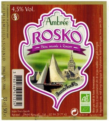 Rosko ambree bio 33 cl