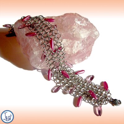 Bracelet lilas et framboise taille 1, en acier inoxydable