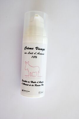 Crème visage 10% de lait d'ânesse - argan + rose + abricot - 50ml