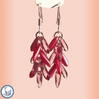 Boucles d'oreilles lilas et framboise, courtes en acier chirurgical