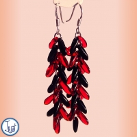 Boucles d'oreilles cerise et corbeau, longues en acier chirurgical 