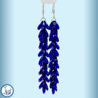 Boucles d'oreilles bleu roi, très longues en acier chirurgical