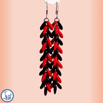 Boucles d'oreilles corbeau et piment, très longues en acier chirurgical