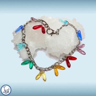 Bracelet arc-en-ciel taille 2, en acier inoxydable maille figaro