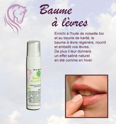 Baume à lèvres avec 15% de lait de jument bio (dluo mars 2018)