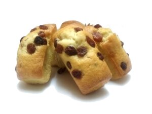 Mini madeleines aux raisins secs