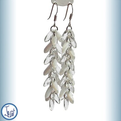 Boucles d'oreilles givre et neige, en acier chirurgical, pluie longues