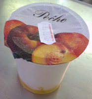 Yaourt nature sur coulis : pêche (2 x 125g.)