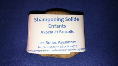 Shampooing solide spécial enfant senteur fruitée  huiles avocat et brocolis bio