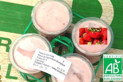 * 4 x yaourts bio aux fraises et au lait entier