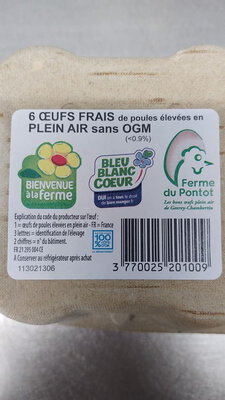 6 oeufs plein air bleu-blanc-coeur  m 53/60 g