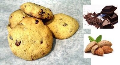 4 cookies, choco noir-amandes