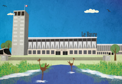 Poster photo 60x80cm hôtel de ville du havre