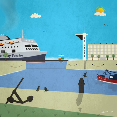 Poster photo 50x50cm le bassin du roy, le havre