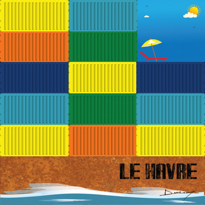 Poster photo 50x50cm porte conteneurs havrais