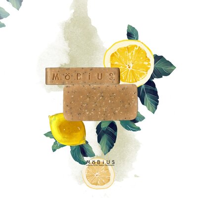 Savon de douche 'citron & pavot' saponifié à froid, glycériné et surgras. 