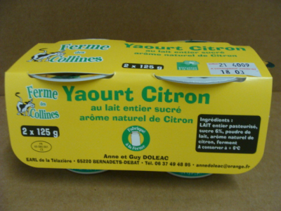 Yaourt arôme naturel de citron
