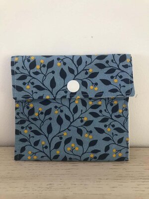 Pochette à savon/disques 'bleu/jaune fleurie'