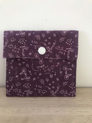 Pochette à savon/disques 'violet fleurs vélo'