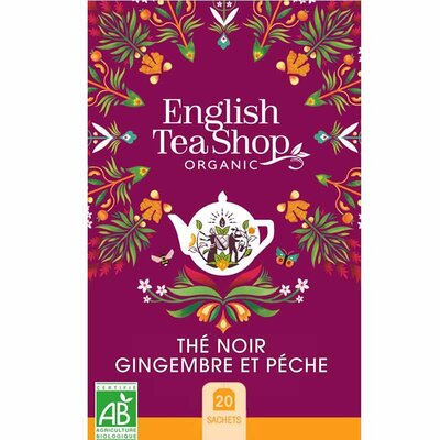 Thé noir gingembre & pêche bio 20 sachets