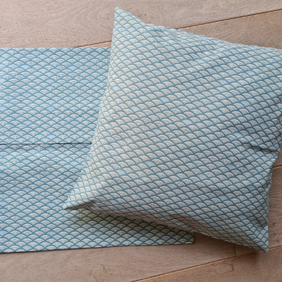 Housse de coussin bleu