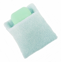 Moussette pour le savon en éponge bleu pastel  100%coton bio