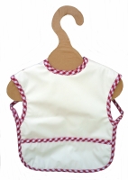 Bavoir bébé bio pull blanc biais vichy rouge  imperméable  et éponge 100% bio 