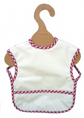 Bavoir bébé bio pull blanc biais vichy rouge  imperméable  et éponge 100% bio 