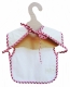 Bavoir bébé bio pull blanc biais vichy rouge  imperméable  et éponge 100% bio  - image 2