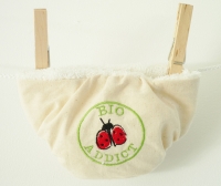 Couche lavable te1 brodée 'bio addict' en 100% coton bio pour prématuré 