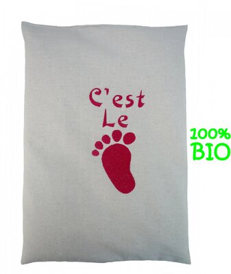 Bouillotte sèche au riz 100% bio ' c'est le pied ' rouge 
