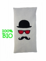 Bouillotte sèche bio-riz 19cm /10cm 'moustache 'noir/ rouge 
