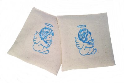 Lot 2 bouillottes sèche  bio 10cm/10cm ' ange bleu '