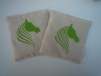 Lot 2 bouillottes sèche  bio 10cm/10cm ' cheval vert '