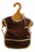 Bavoir bébé bio pull marron biais vichy taupe imperméable éponge coton bio 