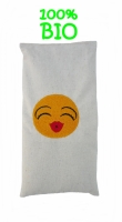 Bouillotte sèche bio-riz 19cm /10cm 'smiley  bisous