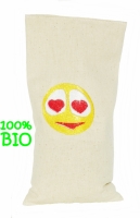 Bouillotte sèche bio-riz 19cm /10cm 'smiley  amoureux '