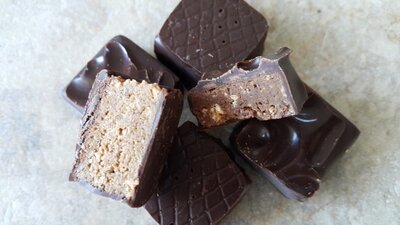 Bonbons chocolat bio, praliné feuil