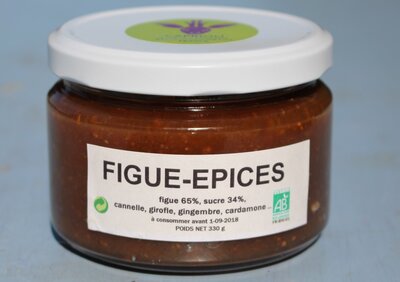 Confiture figue epices 99% d'ingredients agricoles biologiques
