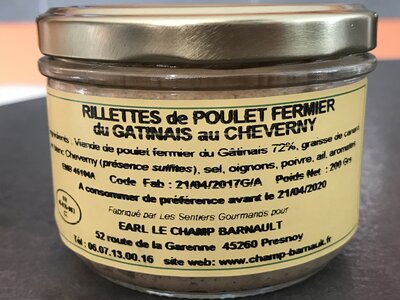 Rillette de poulet fermier du gâtinais au vin de cheverny