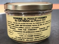 Terrine de poulet fermier du gâtinais au poivre vert
