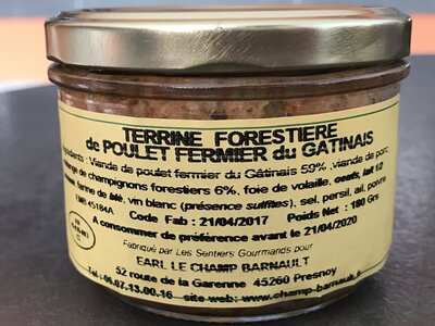 Terrine forestière de poulet fermier du gâtinais
