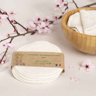 4 lingettes démaquillants en coton bio