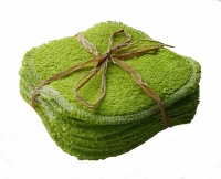 Lot de 10 lingettes lavable  en coton bio  verte 10 cm  