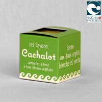 Savon aux deux argiles, blanche et verte, cube 5 cm - emballé