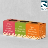 Lot de 3 petits savons : karité - aux 2 argiles - lait de chèvre