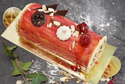 Bûche caramel et framboise 8 pers